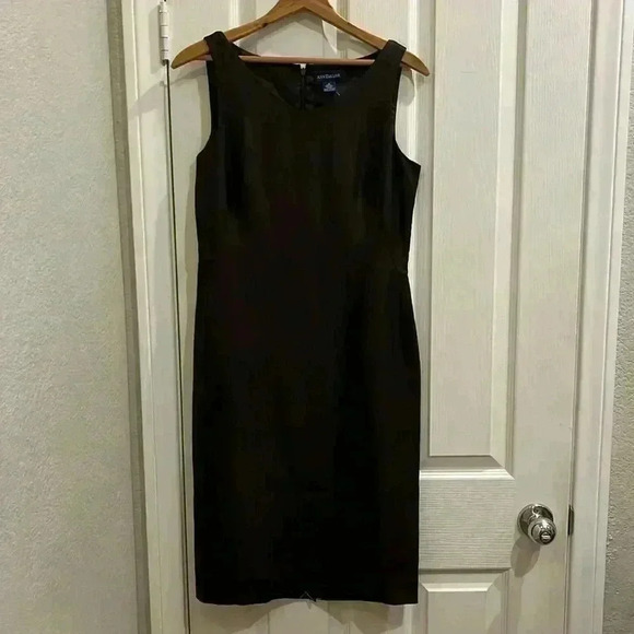 NWT Vtg Deadstock 90s Y2K 100% Silk Sheath Sleeveless Vneck Dress Brown Flaws - Picture 1 of 15